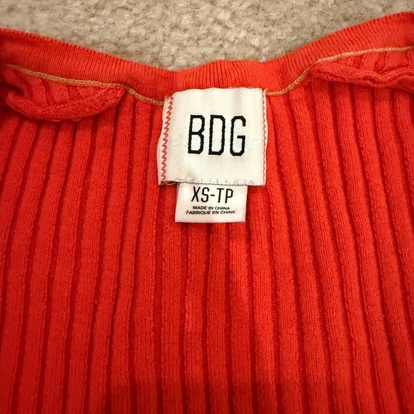 BDG Vibrant Red Ribbed Top - Picture 2 of 3